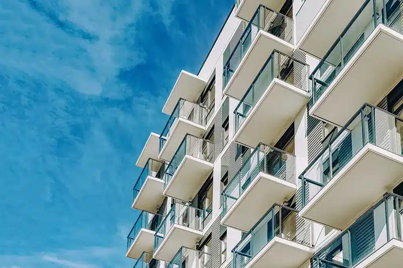 looking up to condo balconies