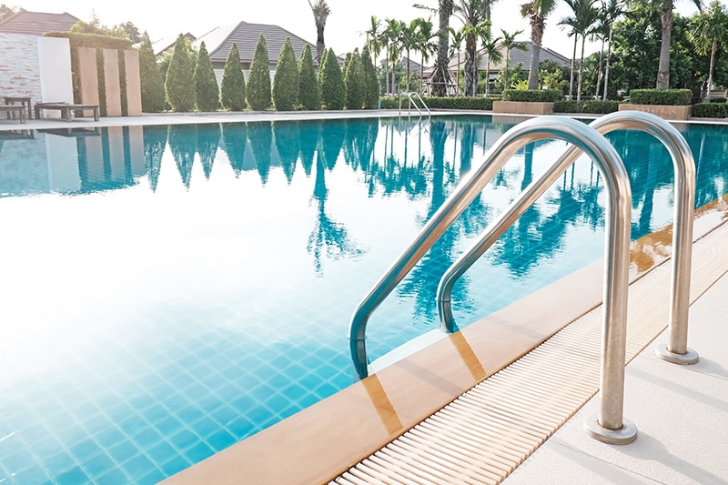 hotel pool with ladder